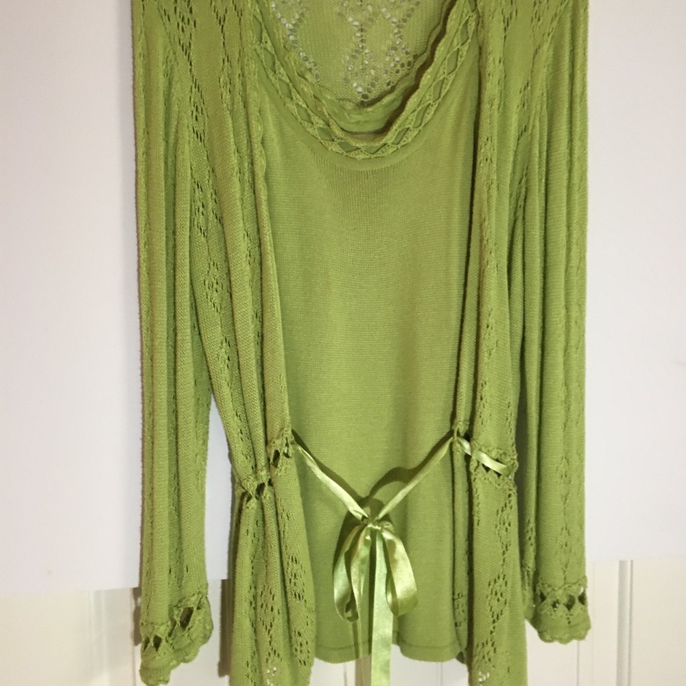 gorgeous green sweater set. beautifully detailed sz L by Andre  Oliver